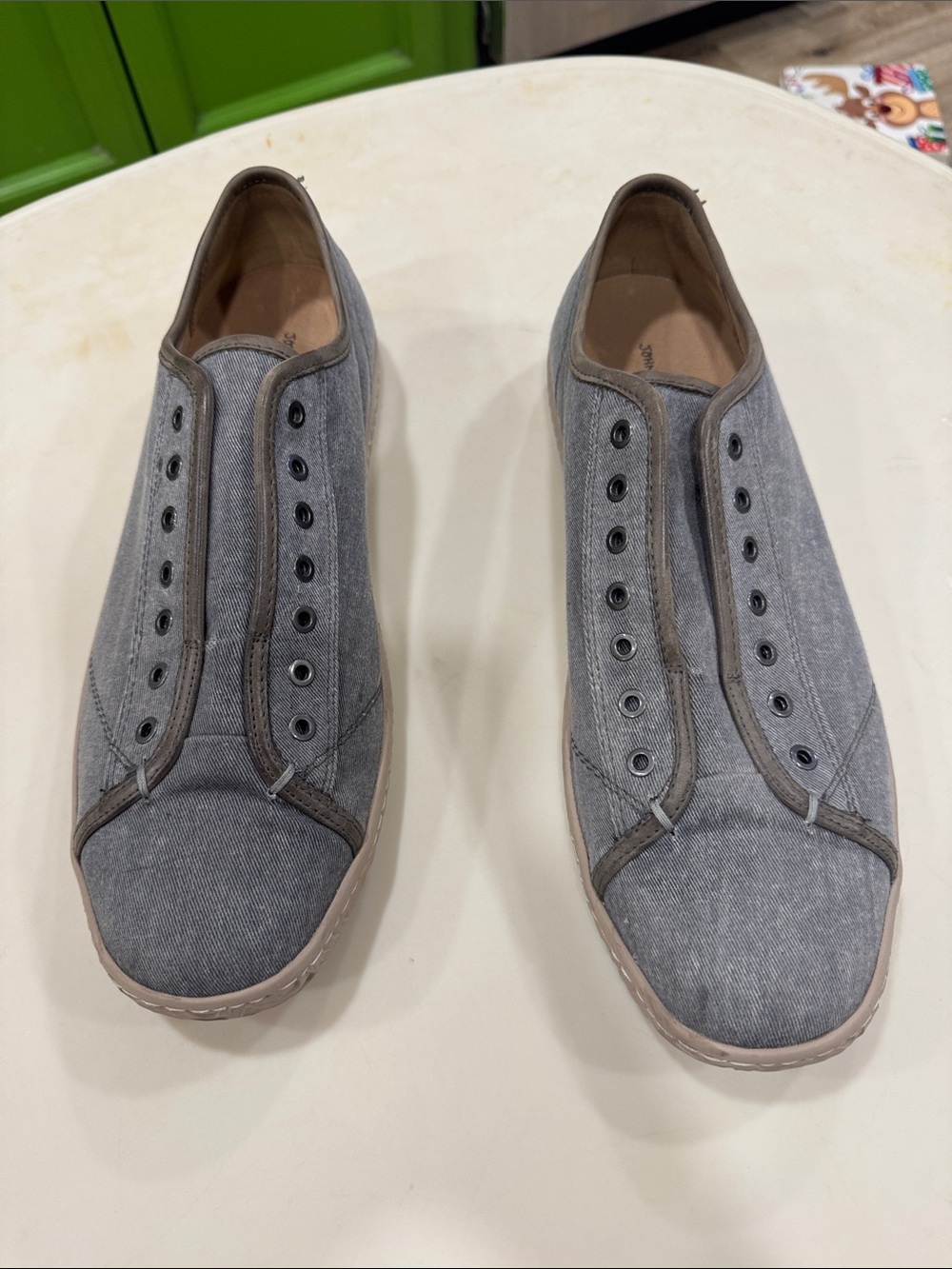 John Varvatos Grey Canvas Slip-On Loafers